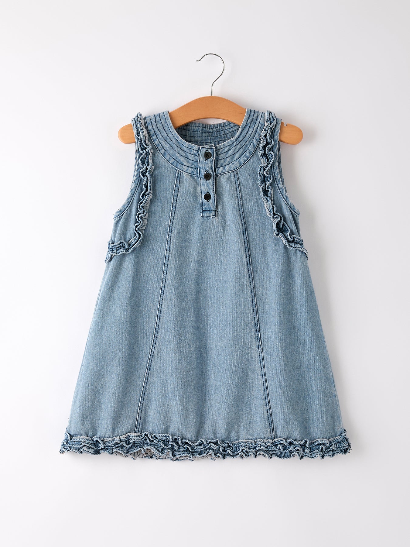 Vestido sin mangas con volantes para niñas de verano