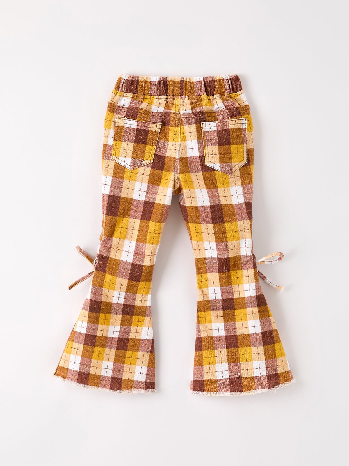 Pantalones con lazo a cuadros marrones para el Día de Acción de Gracias de otoño