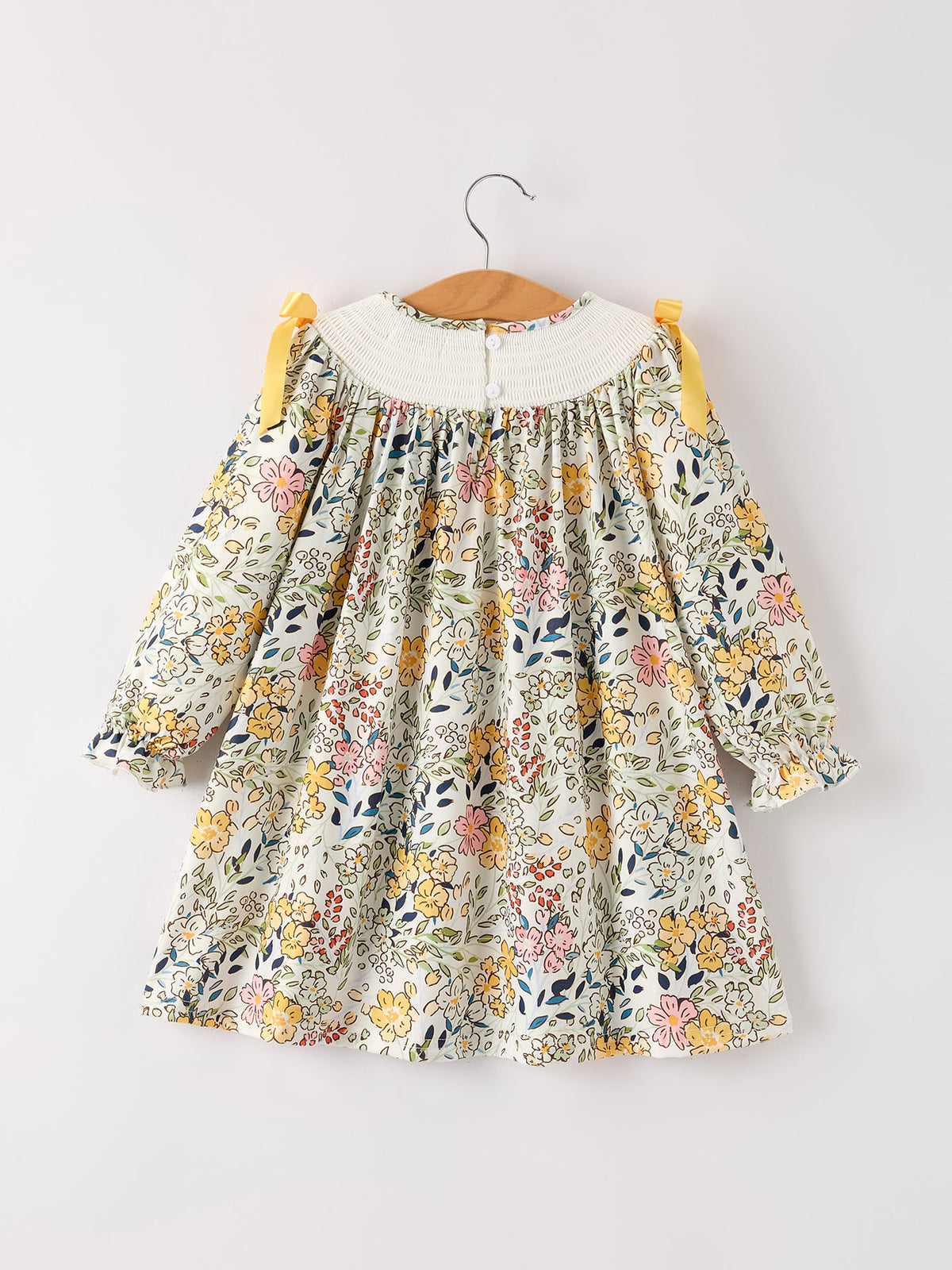 Vestido para bebé niña con bordado de otoño, lazo fruncido, hojas florales
