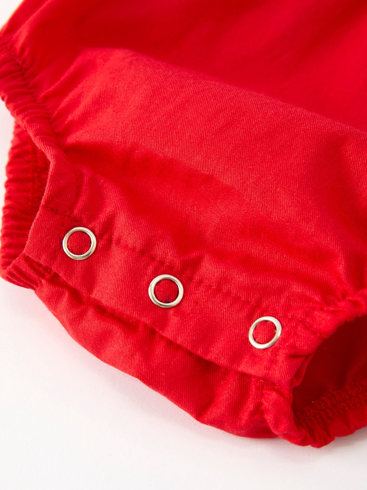 TEST VNS - Red Christmas Baby Girls Romper: Cross Embroidery with Lace Trim