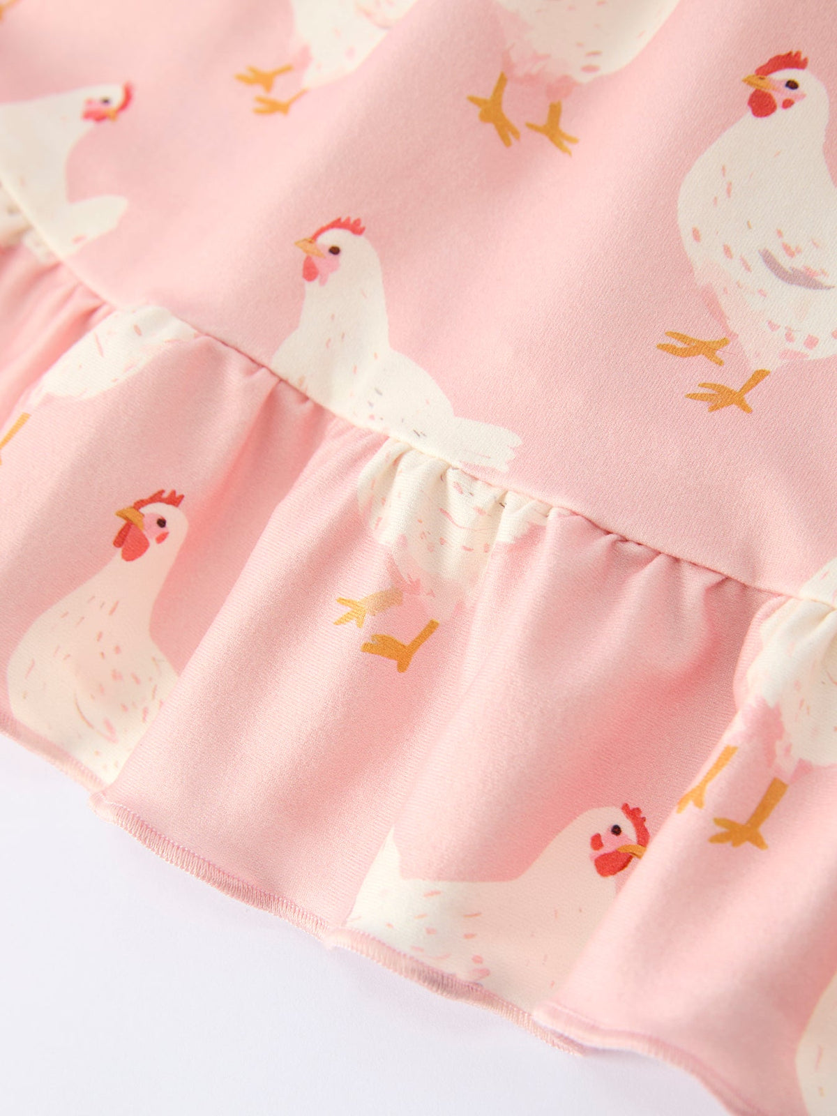 Vestido con volantes para niña con estampado de pollos de granja