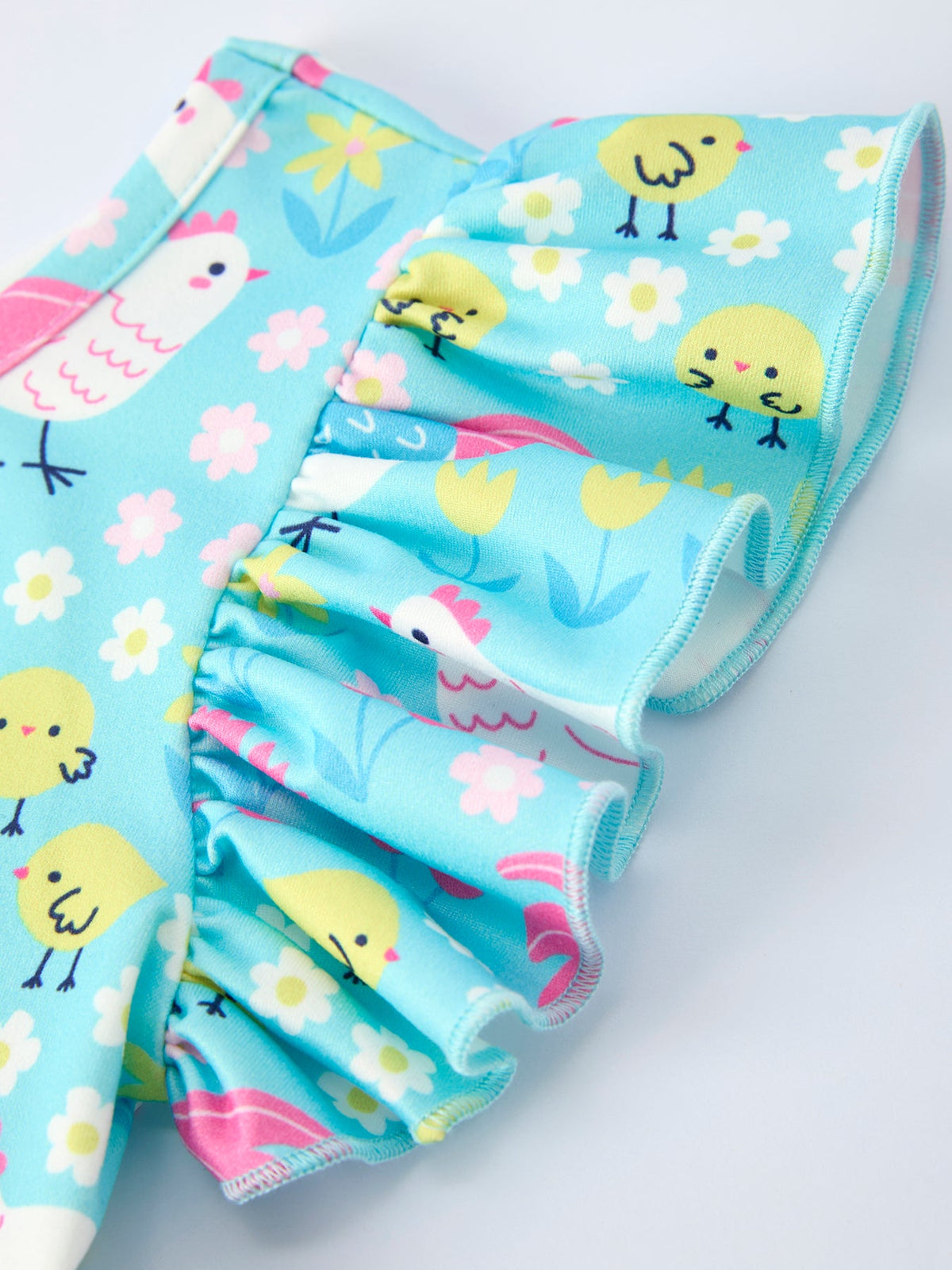 Vestido para niña con estampado floral de granja y pollos de Aqua Spring