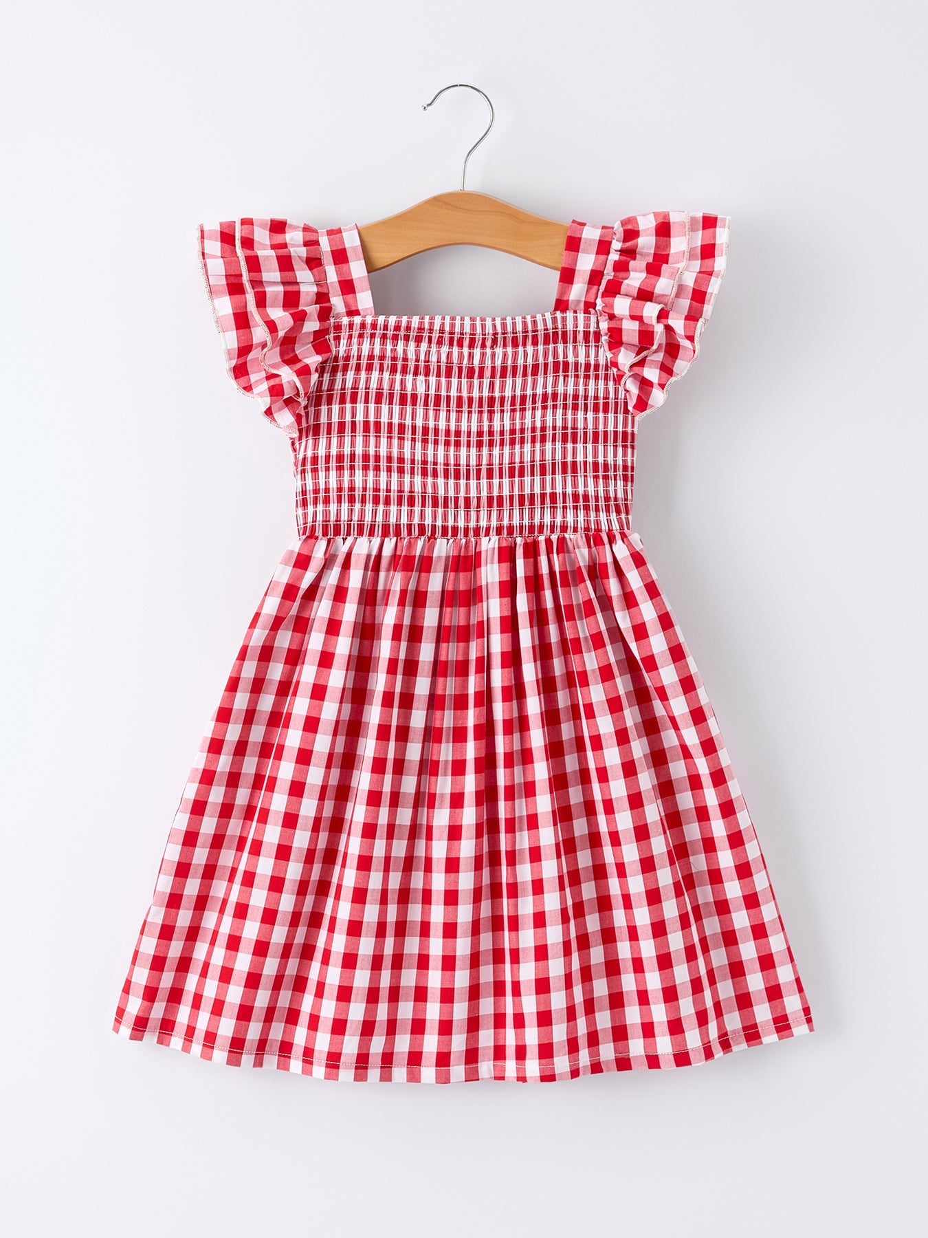 Vestido de verano con volantes y cuadros escoceses para niñas. Conjuntos para hermanos.