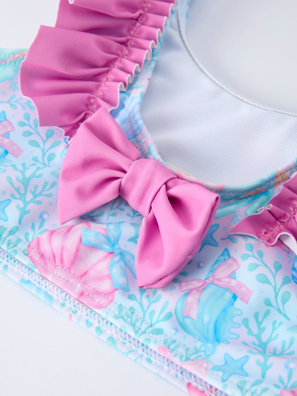Traje de baño de dos piezas para niñas con estampado oceánico veraniego