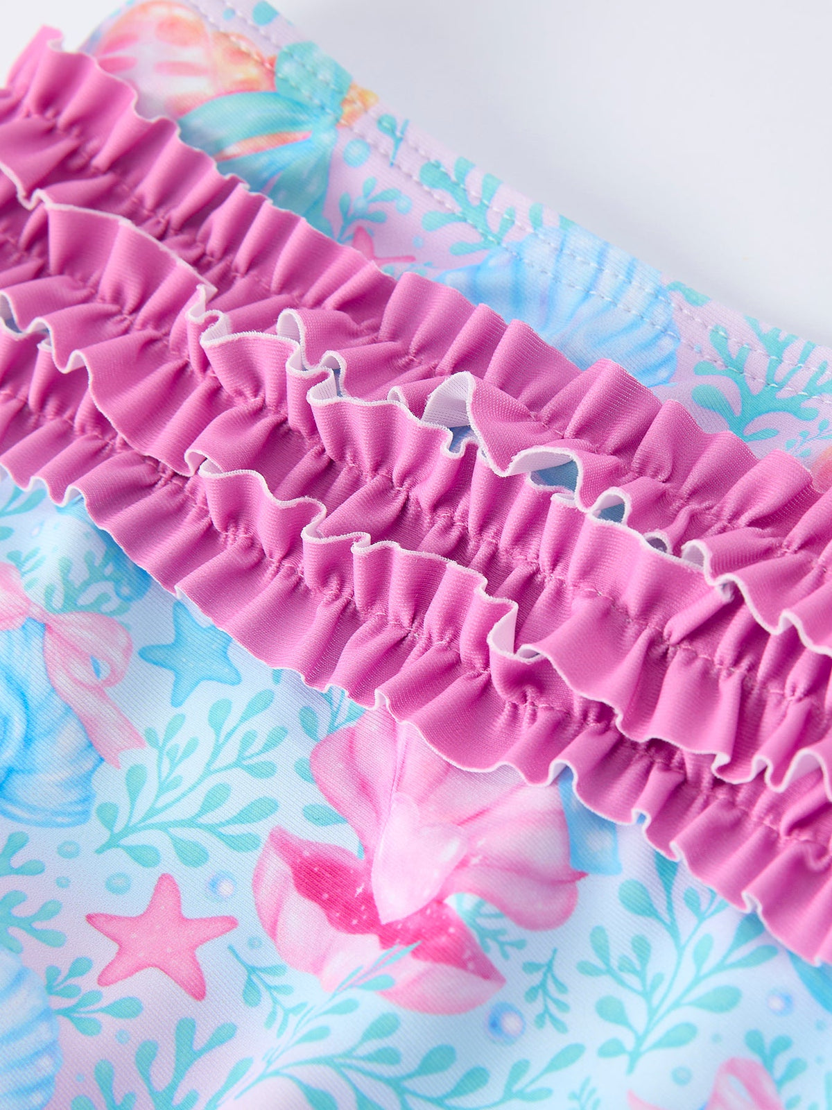 Traje de baño de dos piezas para niñas con estampado oceánico veraniego