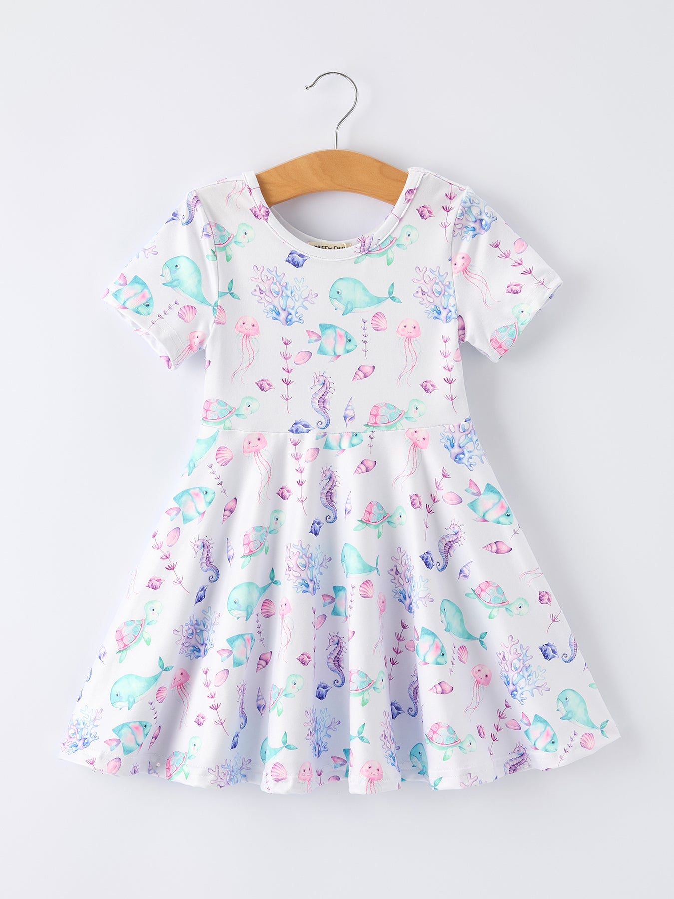 Vestido de niña con estampado de vida marina veraniega