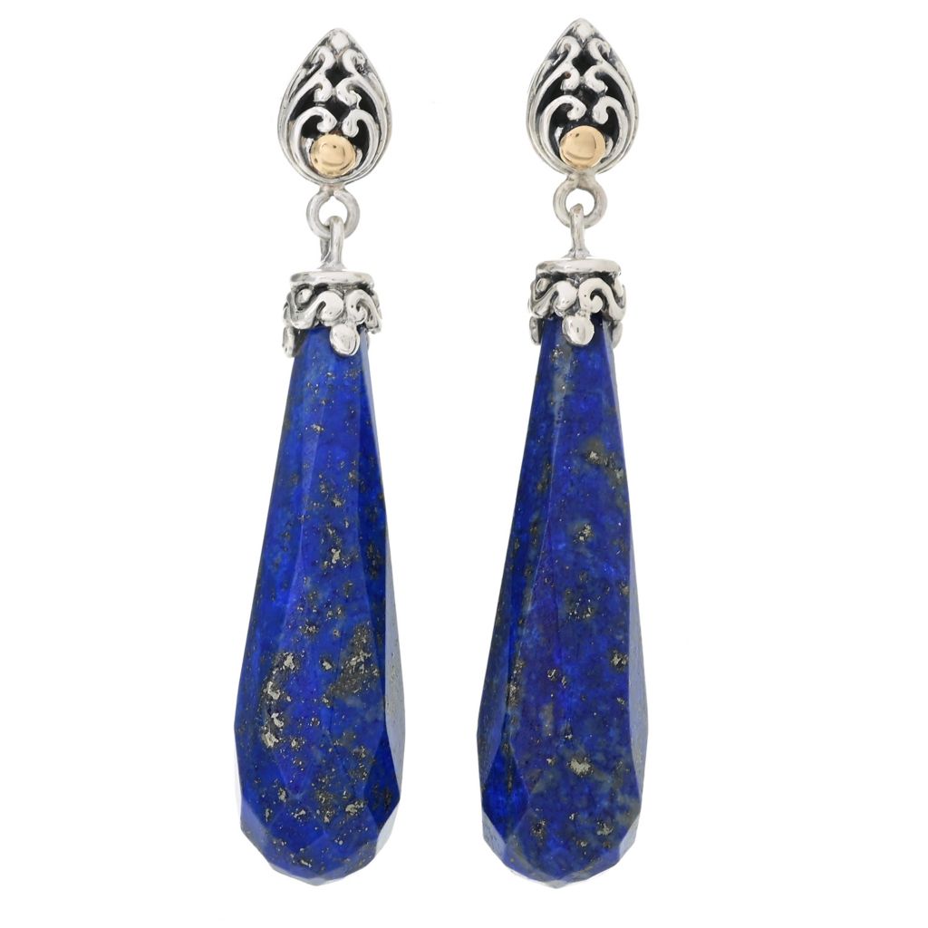 Artisan Silver by Samuel B. Choice of 30x8mm Gemstone Drop Earrings