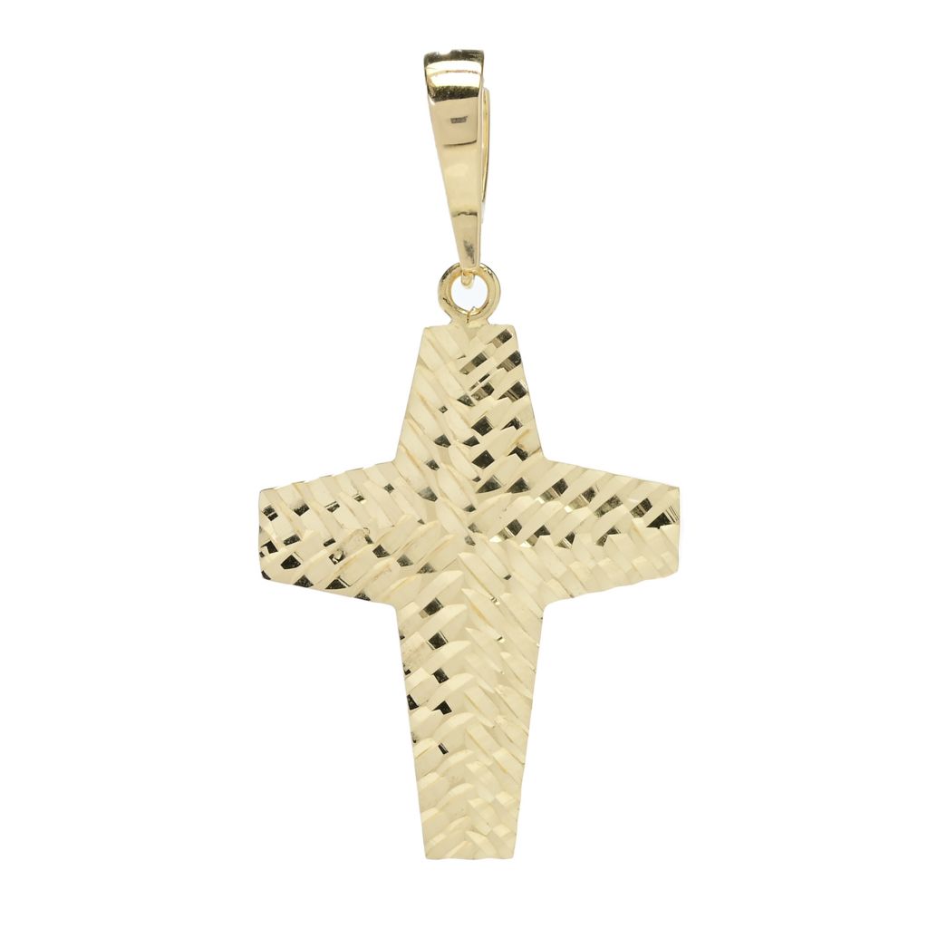 Toscana Italiana 18K Gold Plated Diamond Cut Cross 2" Enhancer Pendant