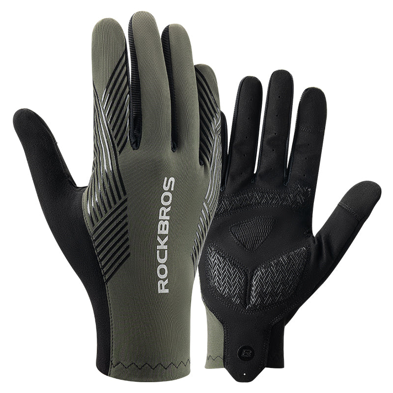 Guantes de MTB ROCKBROS: guantes de ciclismo antideslizantes con pantalla táctil y dedos completos 