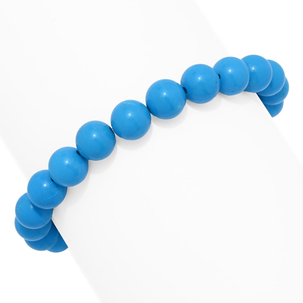 Artisan Silver by Samuel B. 8mm Turquoise Bead & Silver Link Station Bracelet