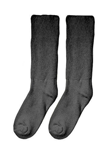 Calcetines negros de algodón para diabéticos - Talla mediana (8-10) - Anchos para pies hinchados (par) 