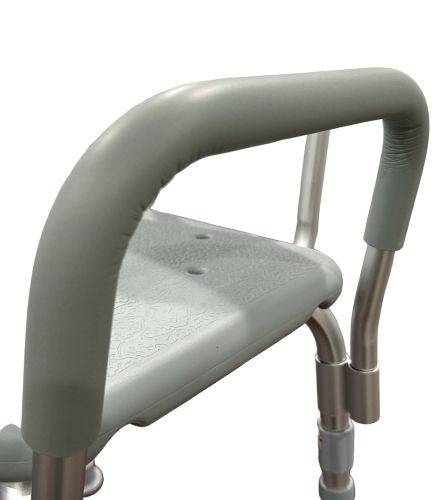 Bathroom Shower Chair with Back and Padded Arms - Adjustable Height, 300 lb Capacity - Cs/2