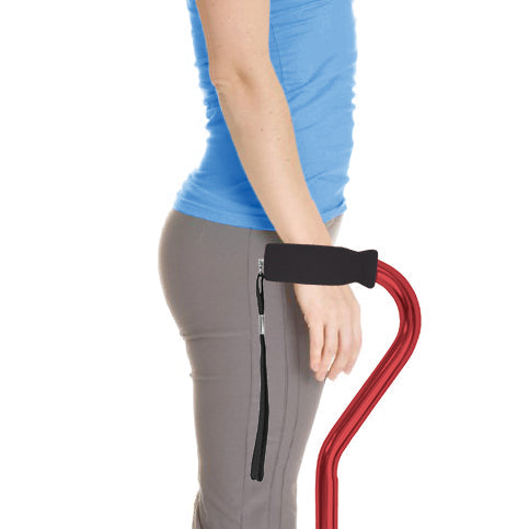 Blue Jay Red Offset Cane with Foam Grip, Adjustable Aluminum Walking Stick