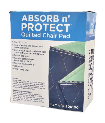Blue Jay Reusable Absorbent Chair Pad 18" x 24" Navy Blue (2-Pack)