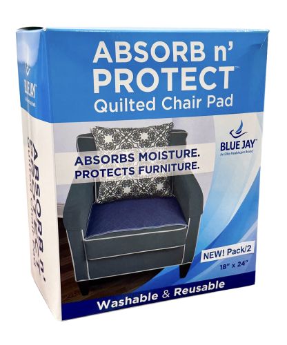 Blue Jay Reusable Absorbent Chair Pad 18" x 24" Navy Blue (2-Pack)