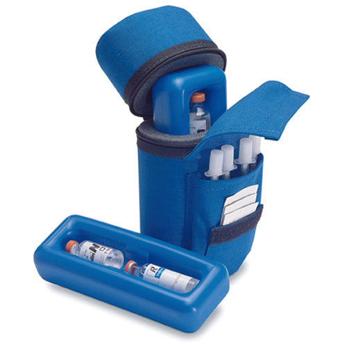 Estuche de viaje para insulina Medicool - Organizador azul con aislamiento para diabetes - Contiene suministros y mantiene la insulina fría hasta 16 horas