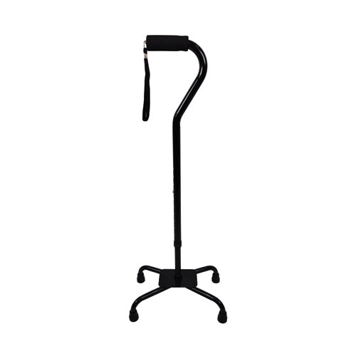 Blue Jay Quad Cane - Large Base, 300 lb Capacity, Ergonomic Grip, Black