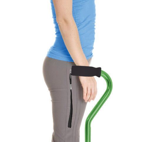 Blue Jay Green Offset Cane with Foam Handle - Adjustable, Lightweight, 300 lbs Capacity