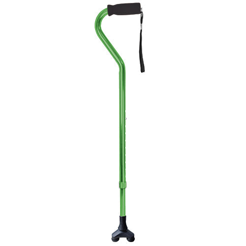 Blue Jay Green Offset Cane with Foam Handle - Adjustable, Lightweight, 300 lbs Capacity