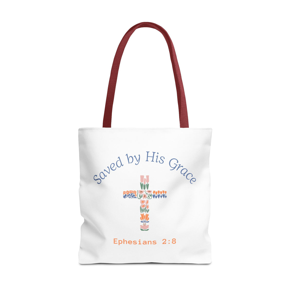 Bolsa tote cristiana — "Salva por Su gracia"