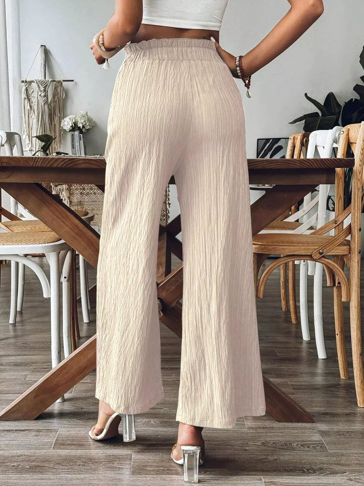 Pantalones Anchos de Tiro Alto