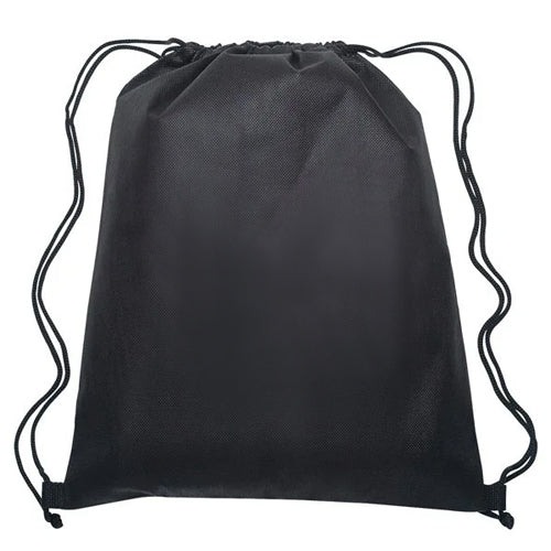 Mochila negra impermeable con cordón - Polipropileno no tejido de 80 g/m² - 33 x 42 cm