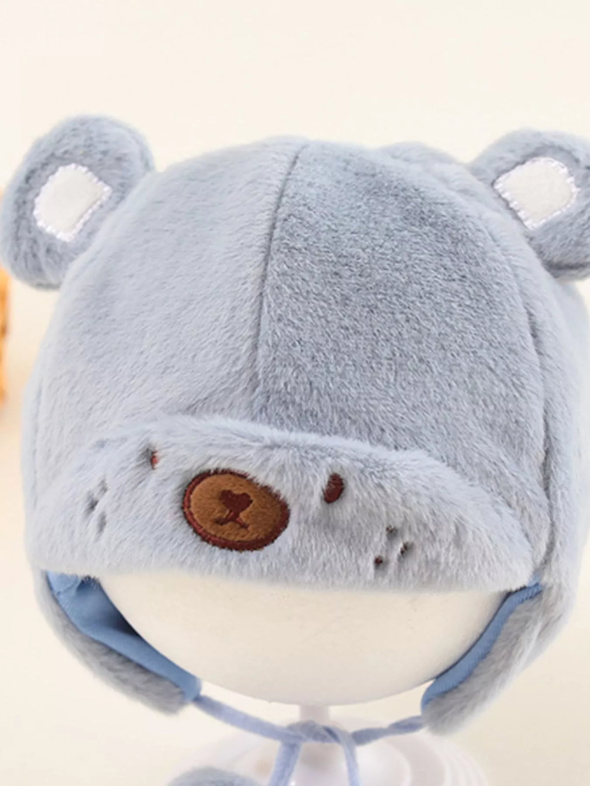 Gorro de felpa con orejas de oso para niños