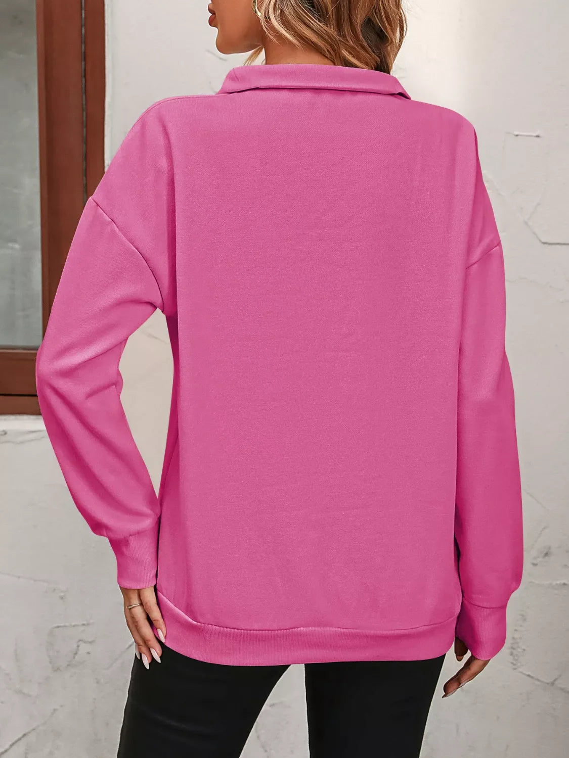 Sudadera con cremallera corta y hombros caídos
