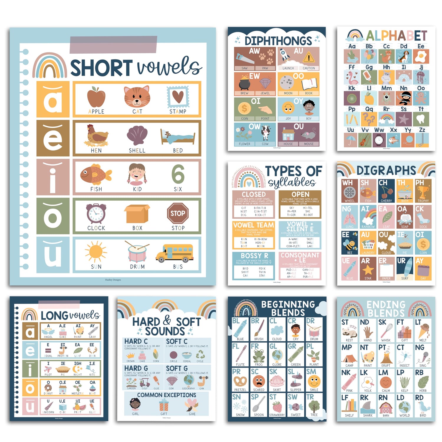 Phonics Foundations Kit: Boho 9 Poster Pack
