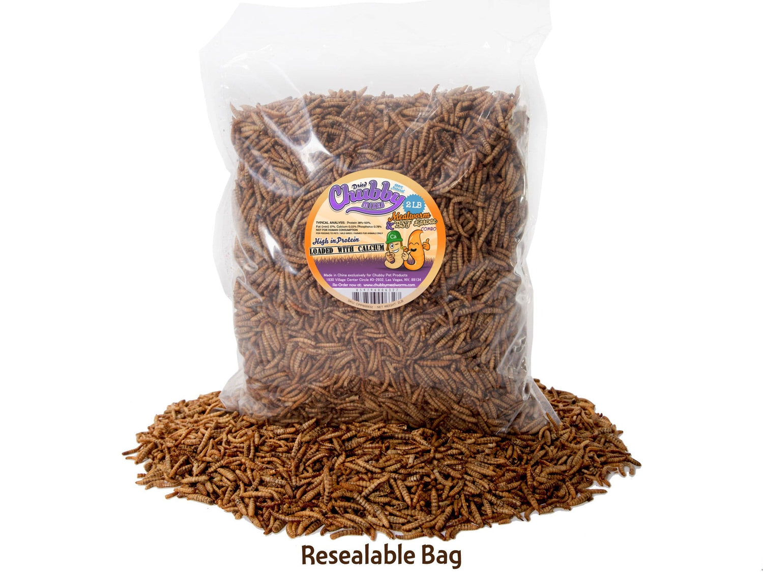 2LB Chubby Mix – Mealworm & Black Soldier Fly Larvae Combo