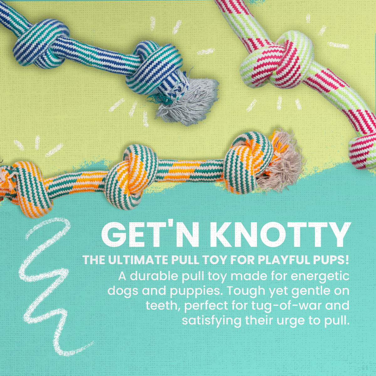 Get'N Knotty Rope Toy – Heavy Duty Cotton Tug & Chew