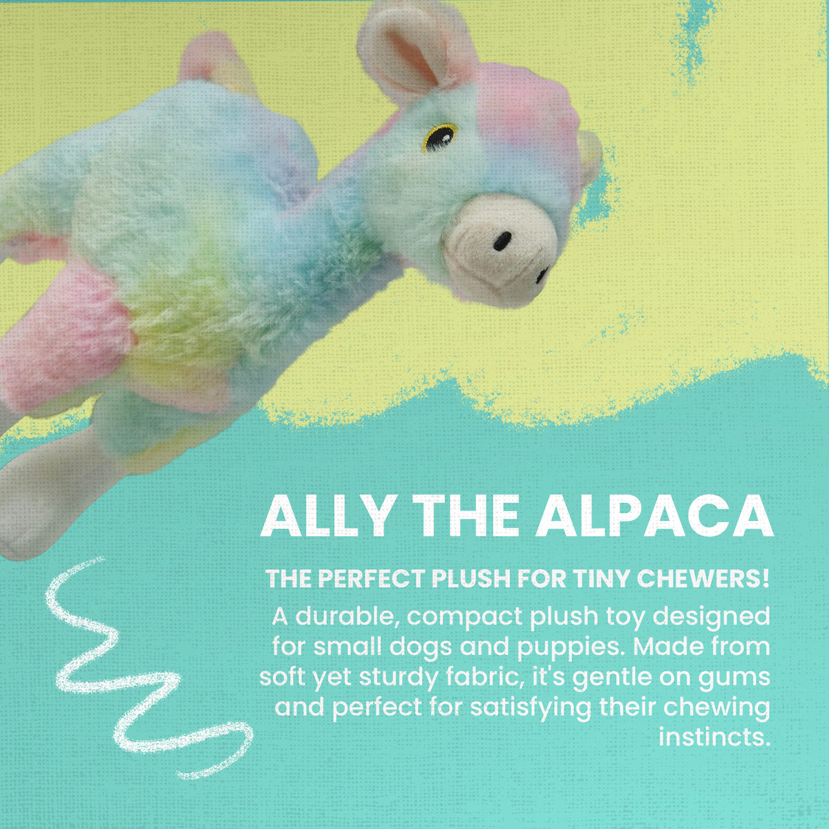Ally the Alpaca – Tie-Dye Squeaky & Crinkle Plush Toy