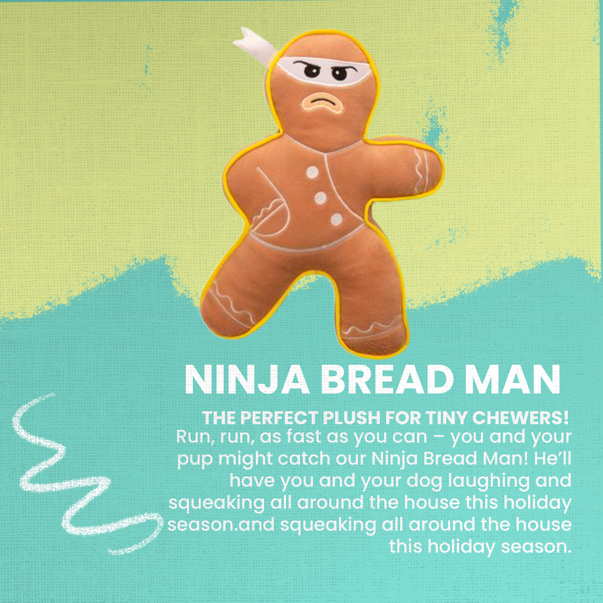 Ninja Bread Man Plush Holiday Dog Toy