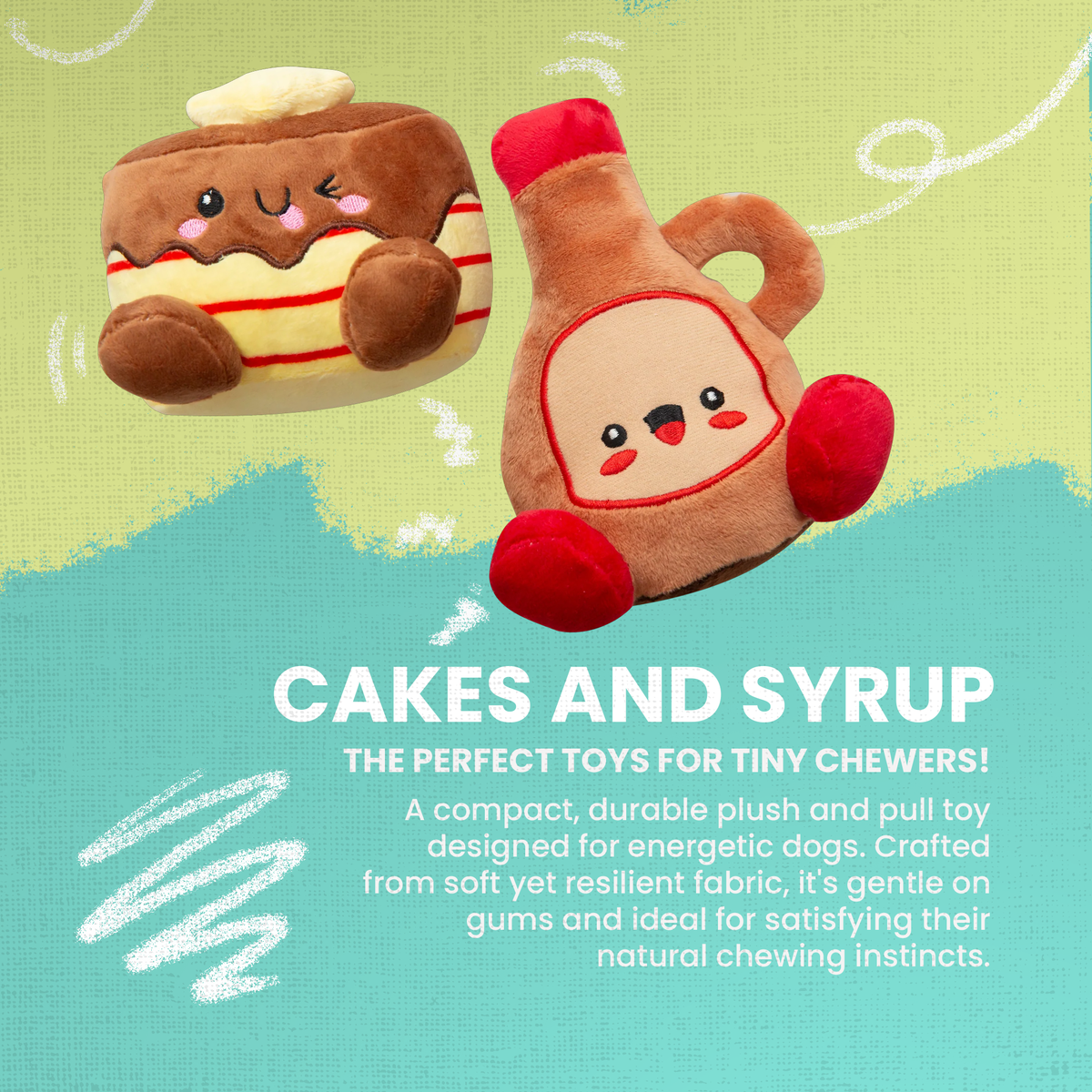 Juego de 2 juguetes de peluche para perro "Pancake & Syrup"