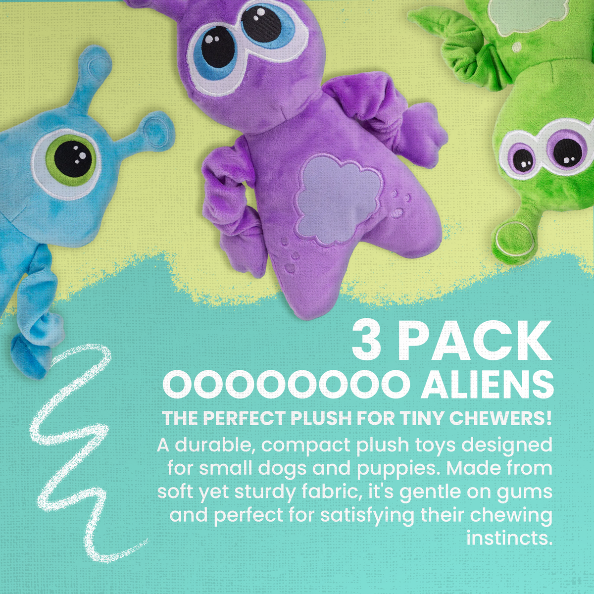 ooOOOooo Aliens 3-Pack Plush Dog Toys