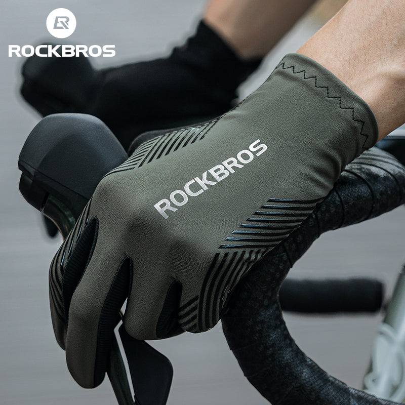 Guantes de MTB ROCKBROS: guantes de ciclismo antideslizantes con pantalla táctil y dedos completos 
