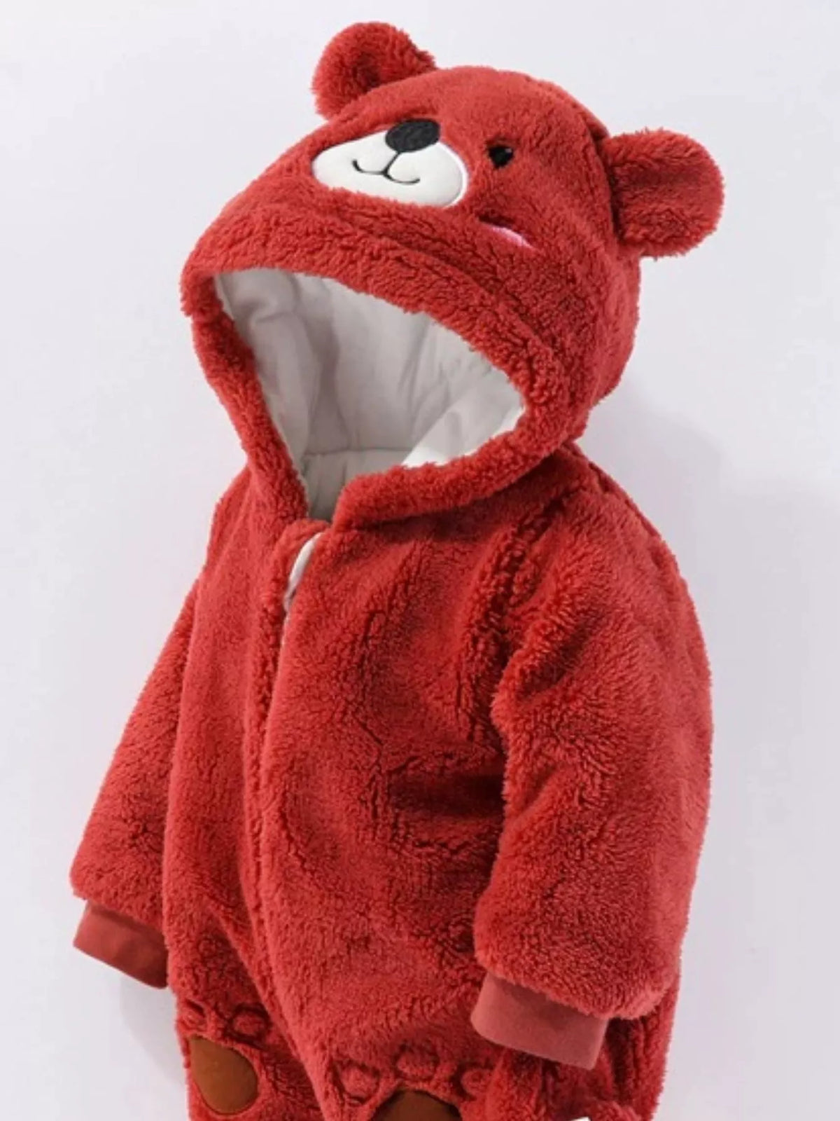 Mono de forro polar con capucha y orejas de oso para niños