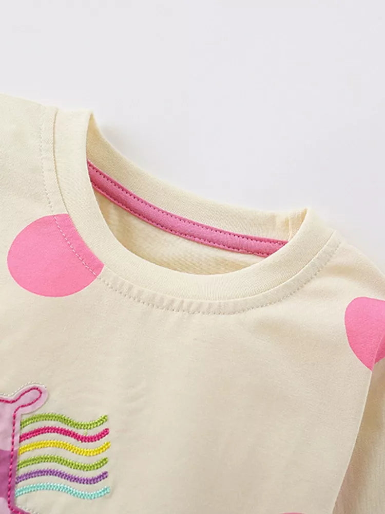 Conjunto de pijama de camiseta y pantalón de unicornio con lunares para niños