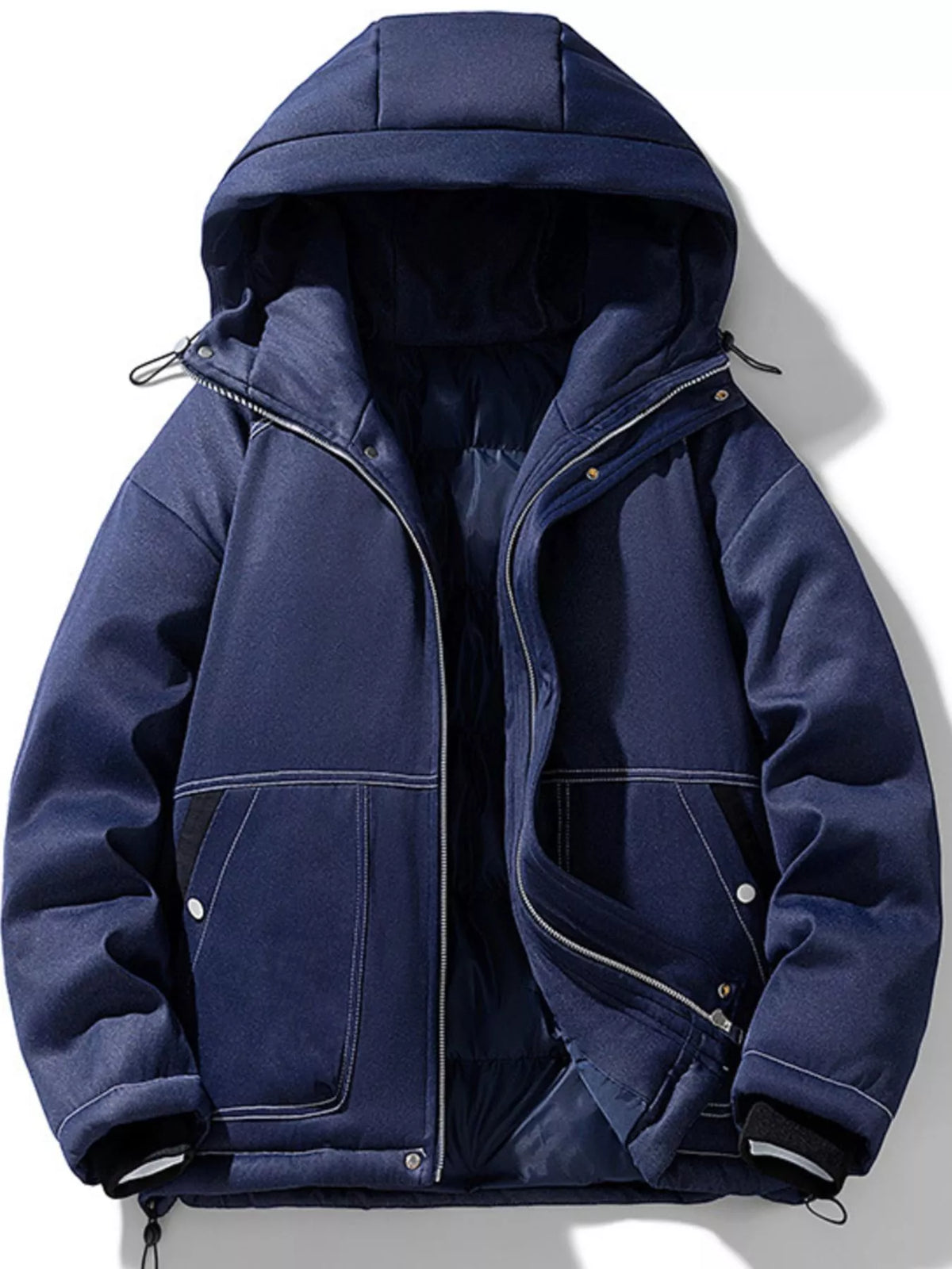 Chaqueta de plumas acolchada cálida con capucha de talla grande para hombre