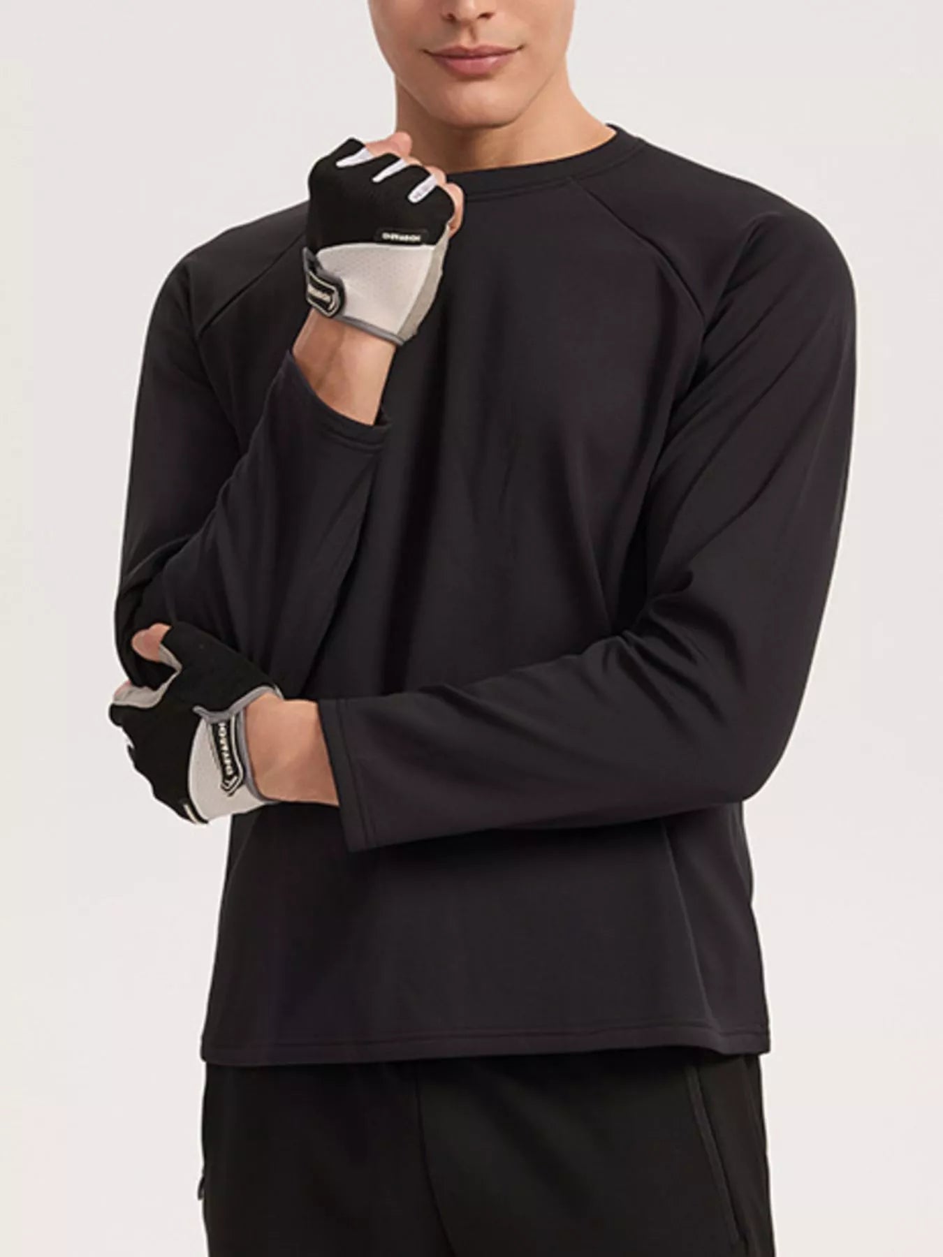 Camiseta de alto rendimiento de manga larga para hombre, talla grande