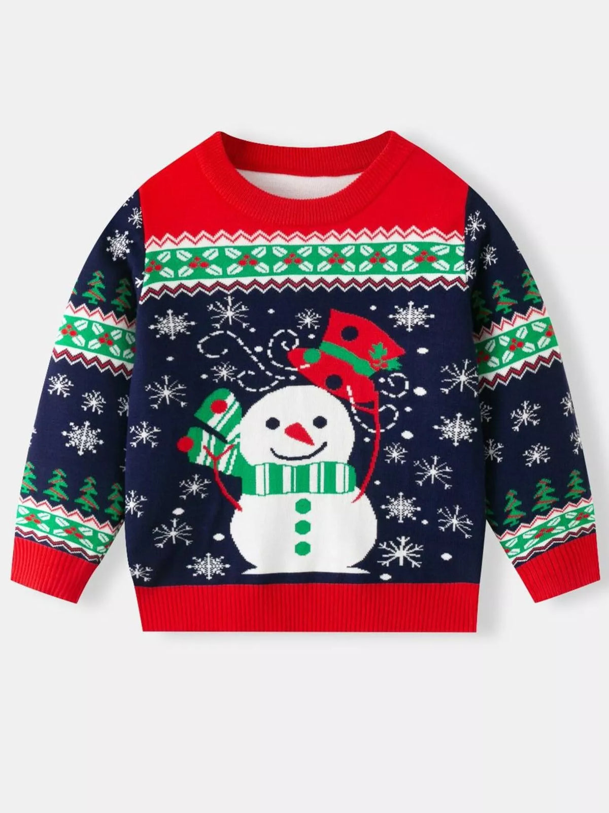 Children's Christmas Tree Round Neck Sweater