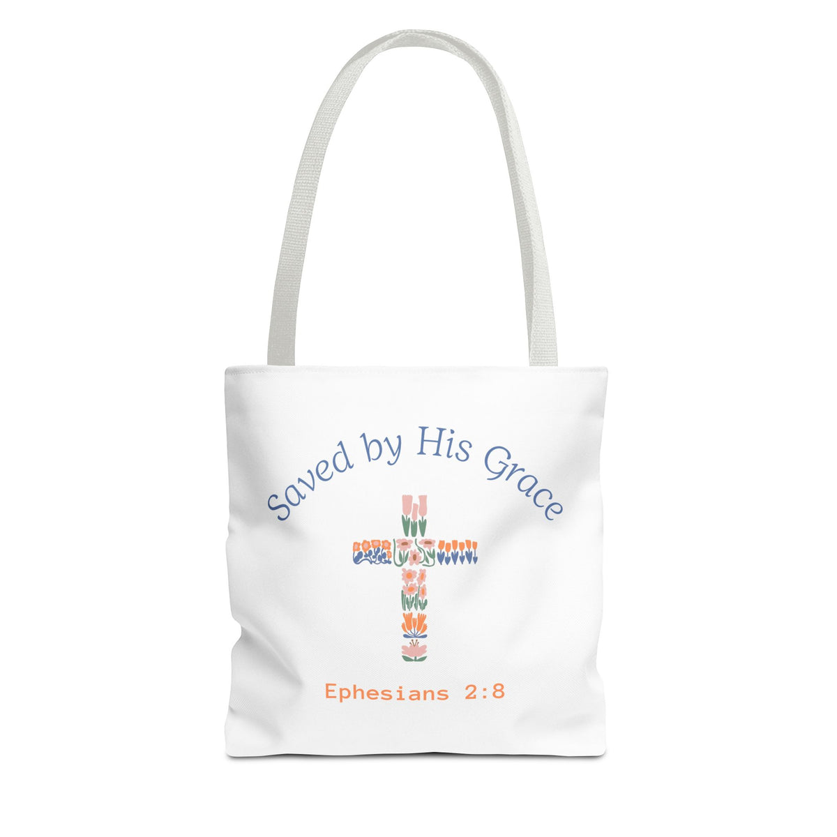 Bolsa tote cristiana — "Salva por Su gracia"