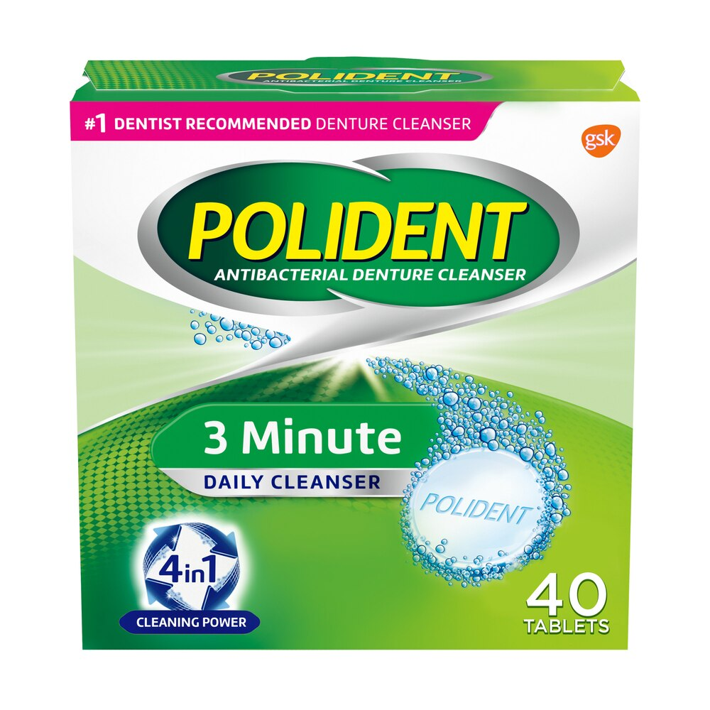 Tabletas limpiadoras para dentaduras postizas Polident 3 Minute (40 unidades)