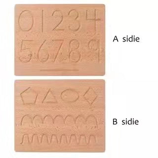Tablero de madera para trazar números reversible