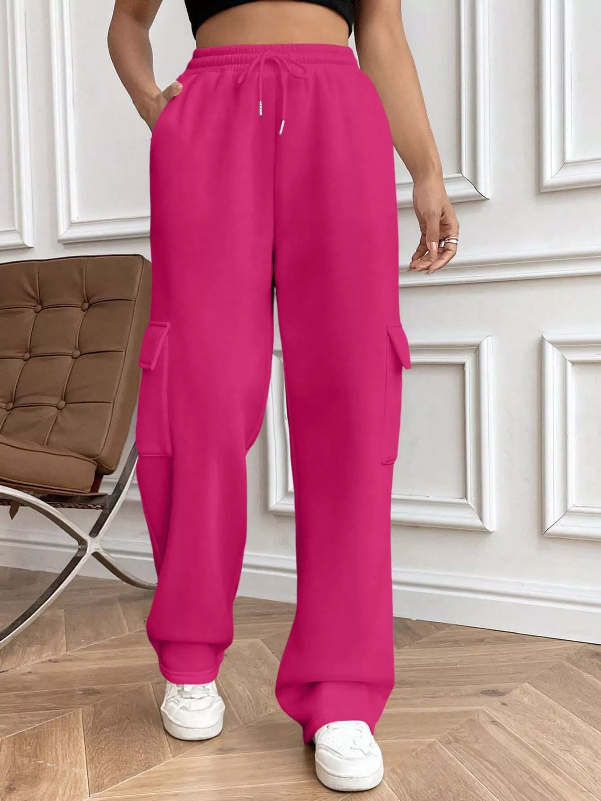 Pantalones de corte holgado con cintura con cordón