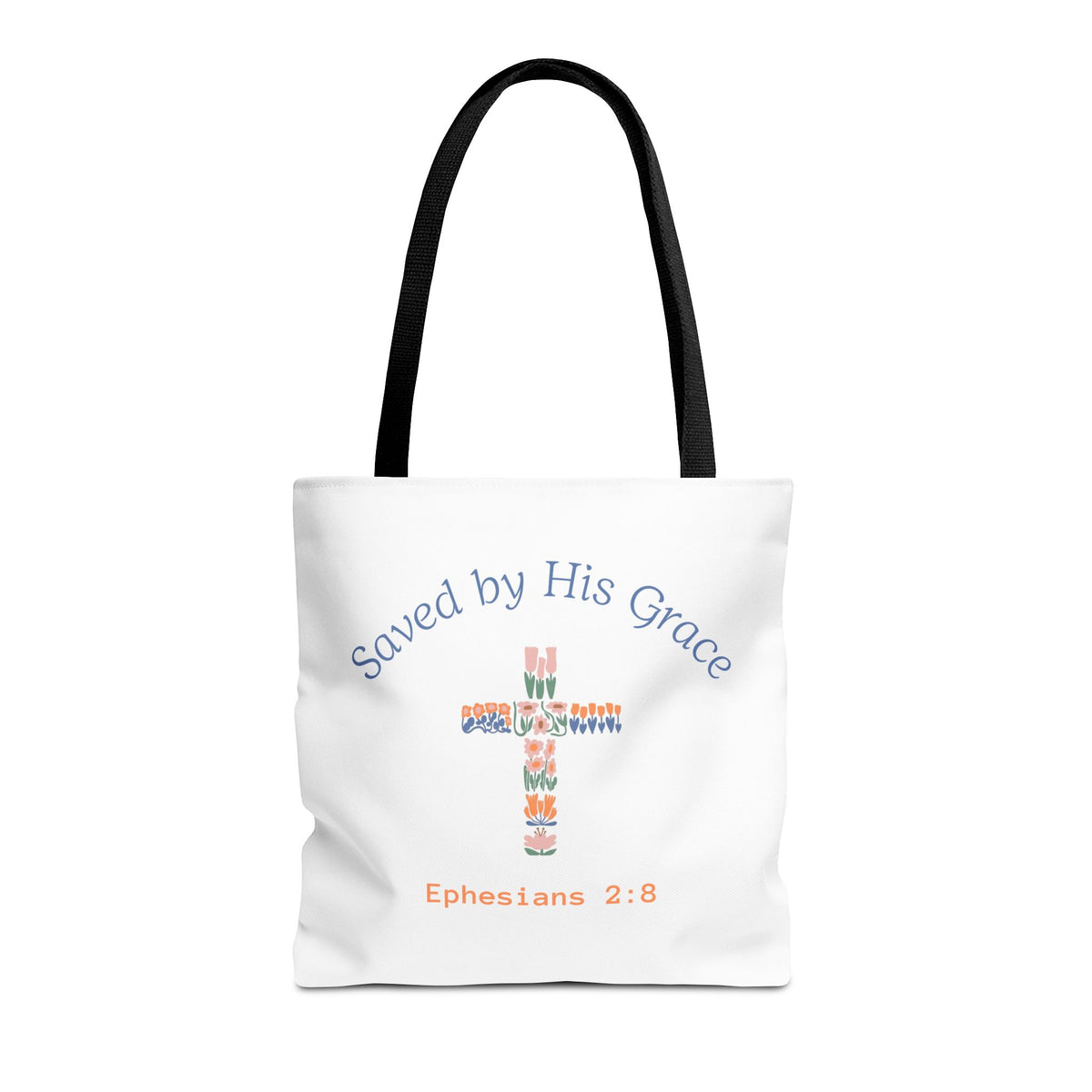 Bolsa tote cristiana — "Salva por Su gracia"