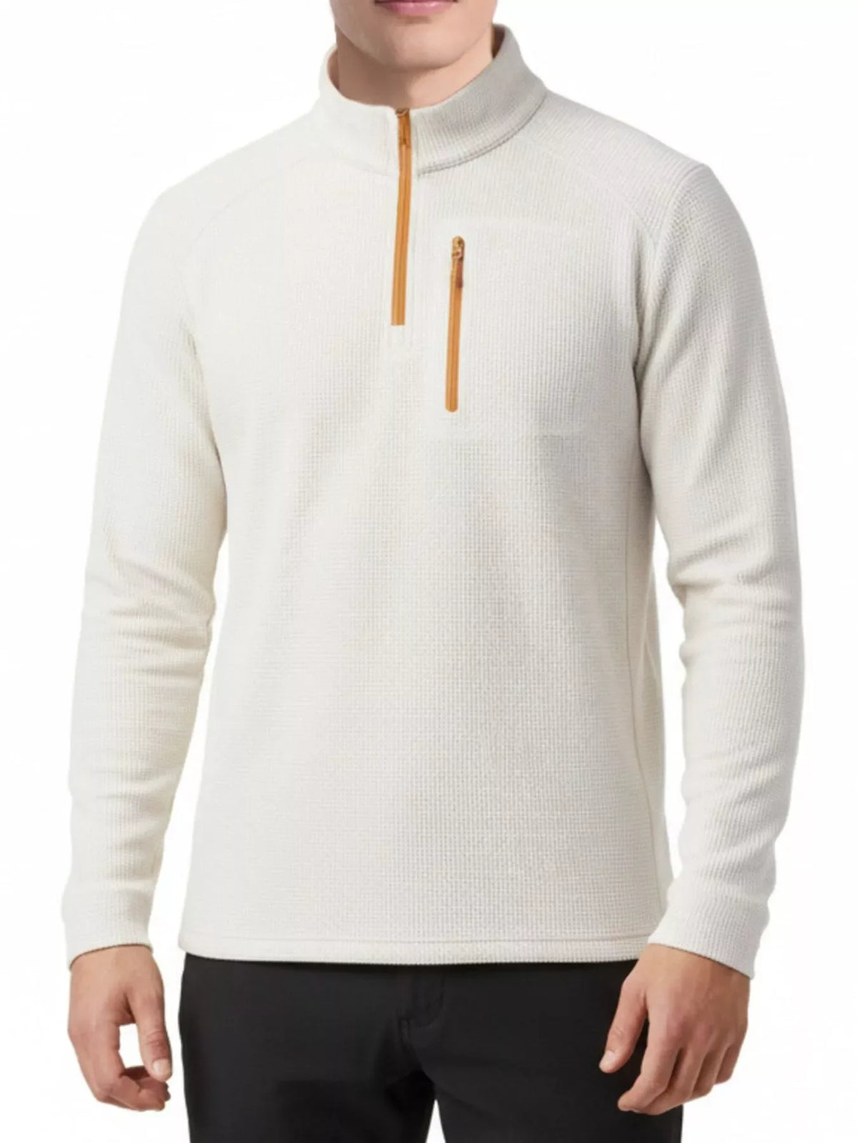 Men's Plus Size Quarter Zip Long Sleeve Top