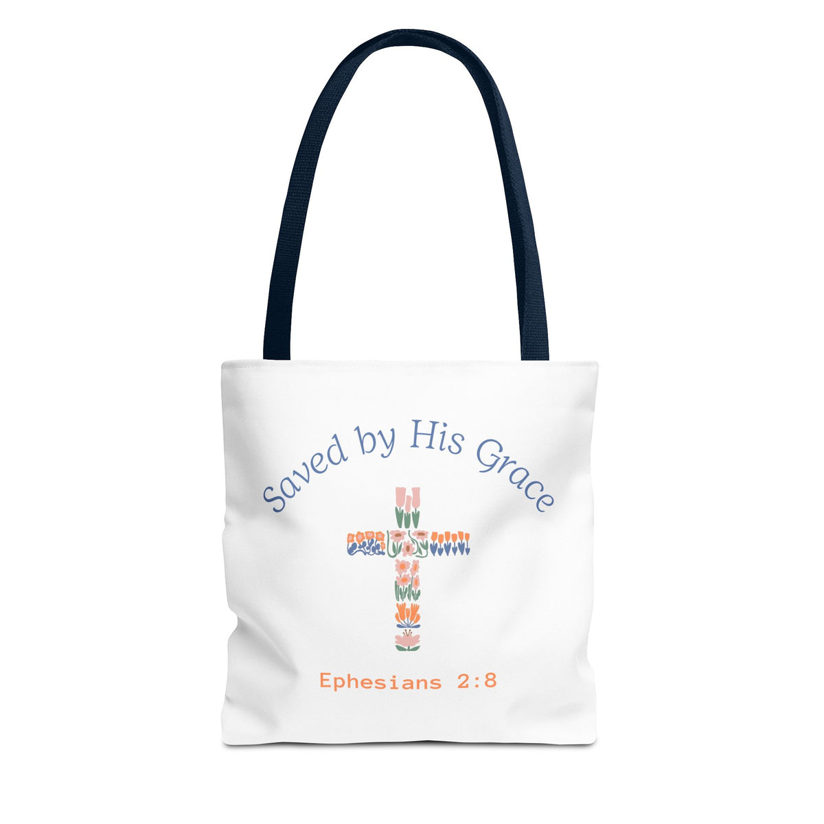Bolsa tote cristiana — "Salva por Su gracia"