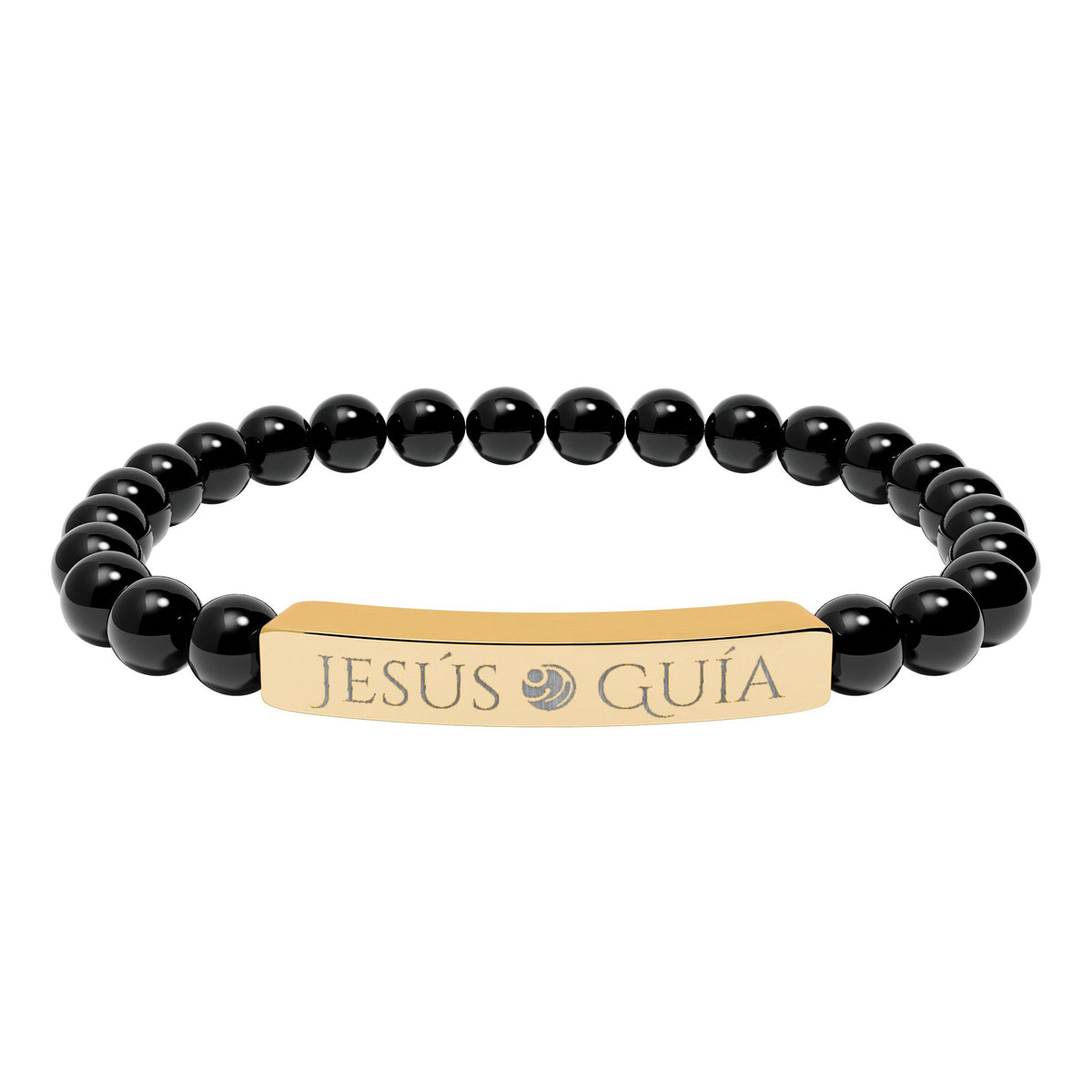Pulsera de barra de piedra natural grabada - "Jesús guía"