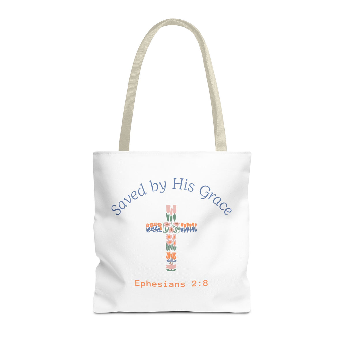 Bolsa tote cristiana — "Salva por Su gracia"